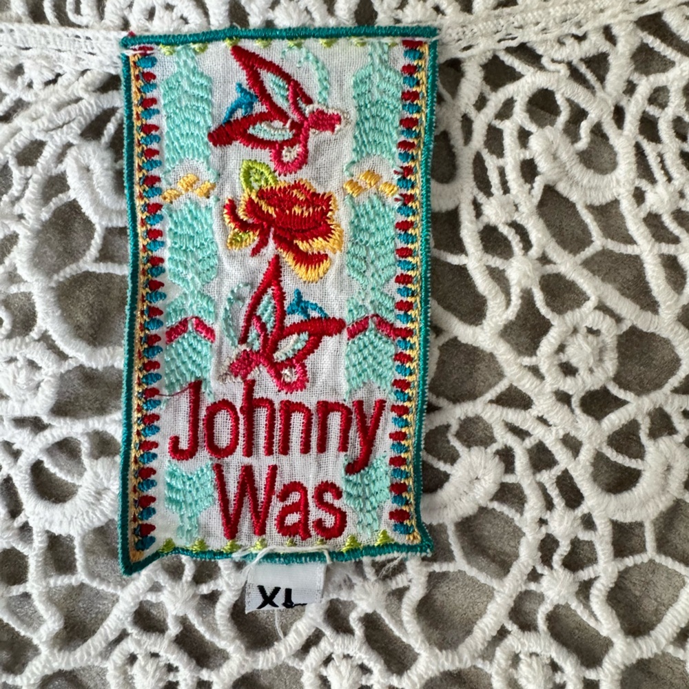 Johnny Was XL White Lace Crochet Open Kimono Cardigan Boho Festival Bridal Z99 - Picture 6 of 7